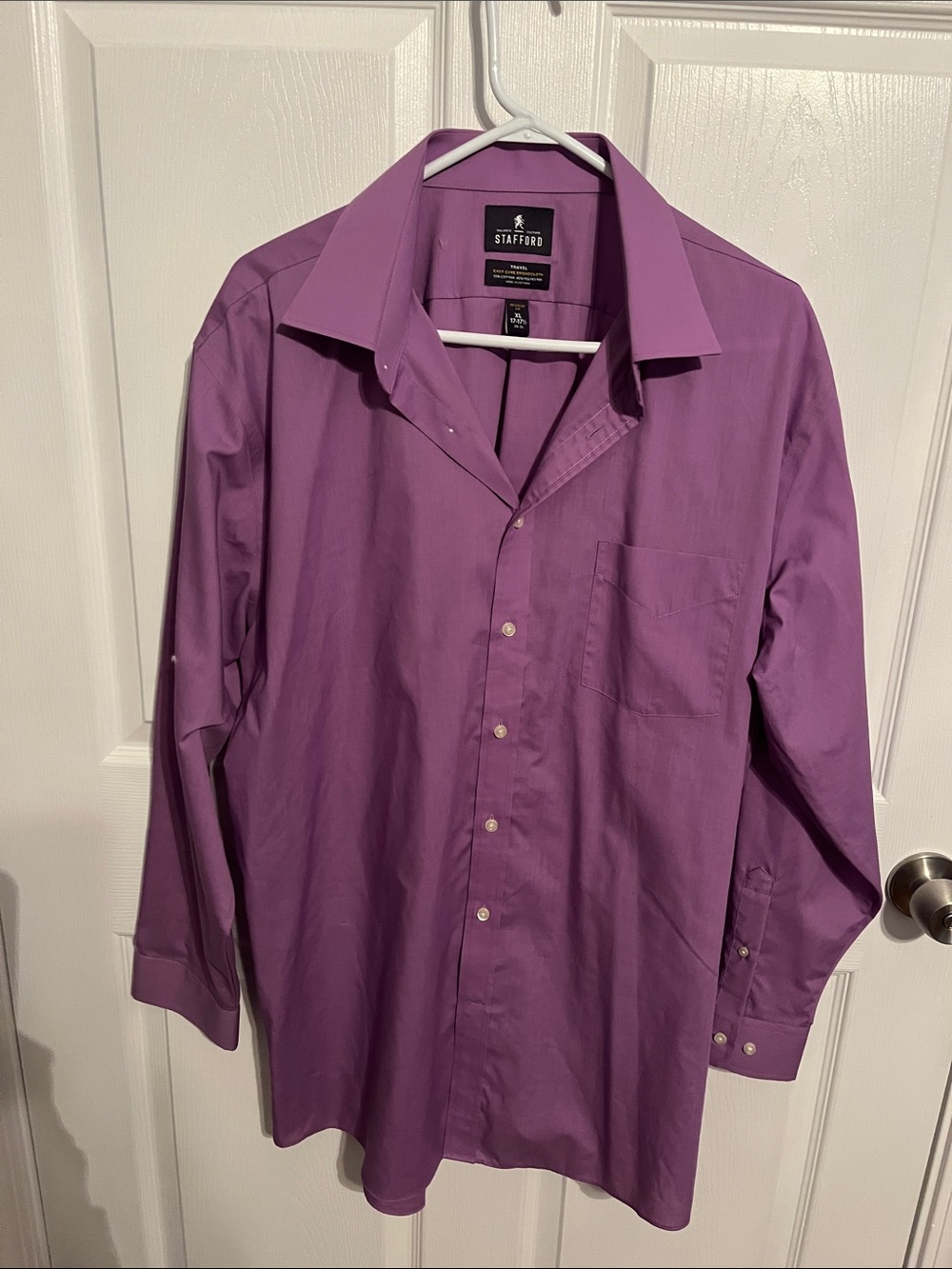 Stafford Purple Men's Long-Sleeve Dress Shirt